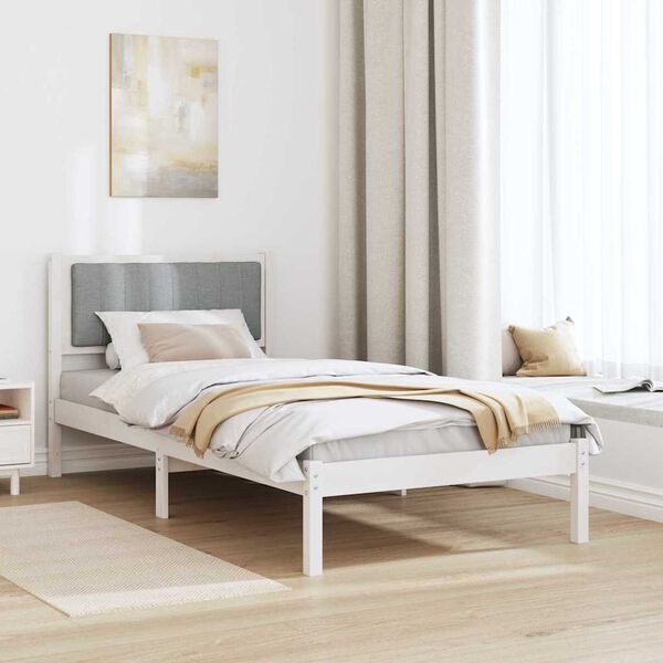 vidaXL Bettgestell mit gepolstertem Kopfteil Hellgrau 90 x 190 cm