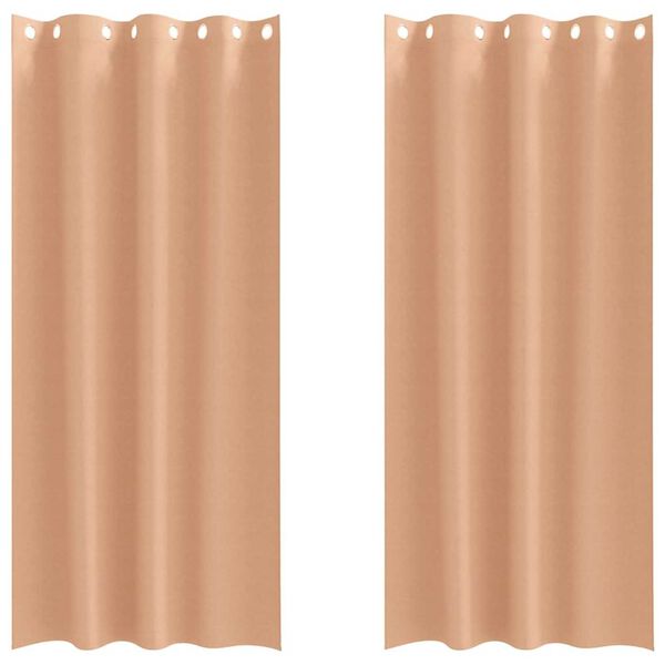 vidaXL Verdunkelungs-Vorh&auml;nge mit Ringen 2 pcs Hellbraun 260 x 140 cm