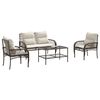 vidaXL 4-tlg. Garten-Sofagarnitur mit Kissen Braun Poly Rattan