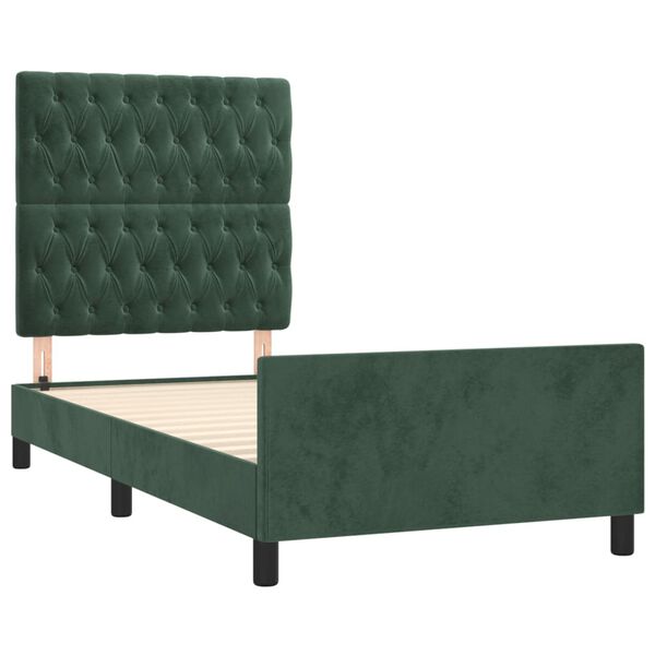 vidaXL Bettgestell ohne Matratze Dunkelgr&uuml;n 90x200 cm Samt
