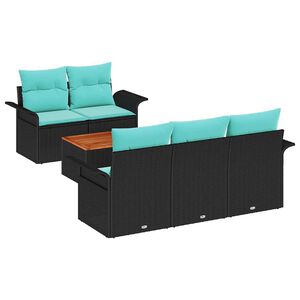 vidaXL Gartensofa-set 6 pcs Schwarz und T&uuml;rkis Poly-Rattan