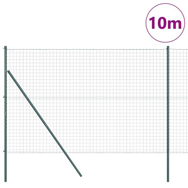 vidaXL Zaun mit Pfosten Gr&uuml;n 1,5 x 10 m Stahl und PVC