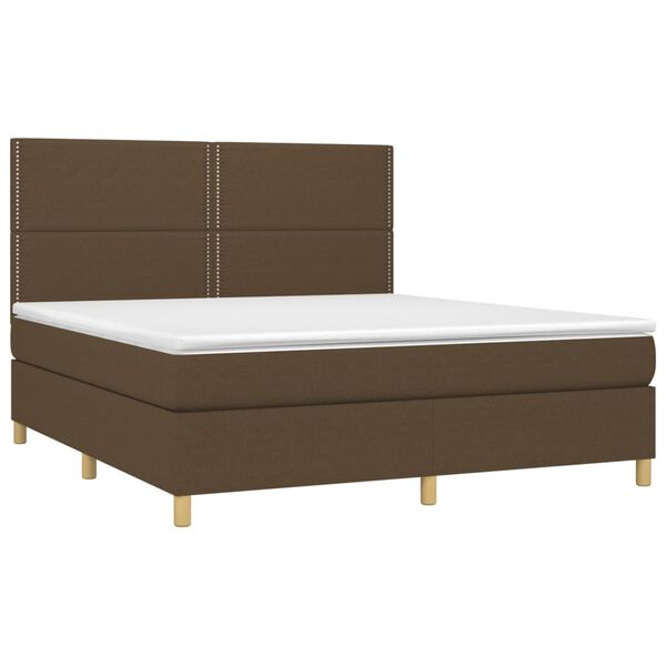 vidaXL Boxspringbett mit Matratze & LED Dunkelbraun 160x200 cm Stoff