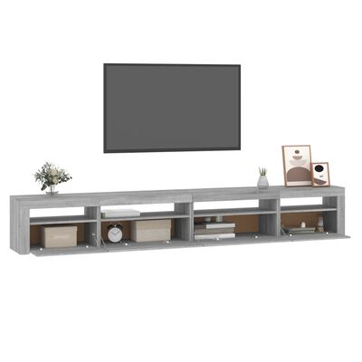 vidaXL TV-Schrank mit LED-Leuchten Grau Sonoma 270x35x40 cm
