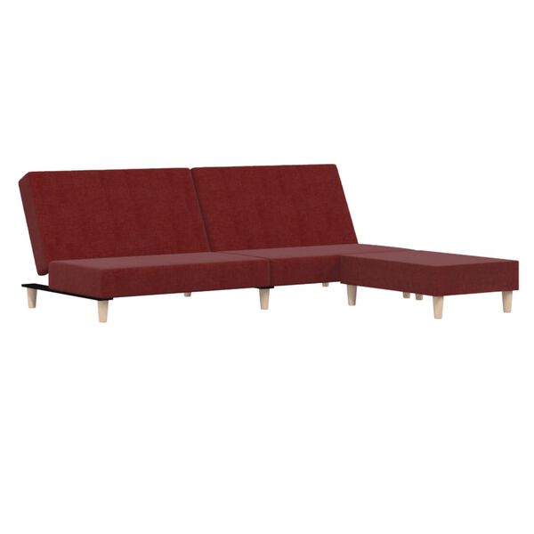 vidaXL Schlafsofa 2-Sitzer mit Fu&szlig;hocker Weinrot Stoff