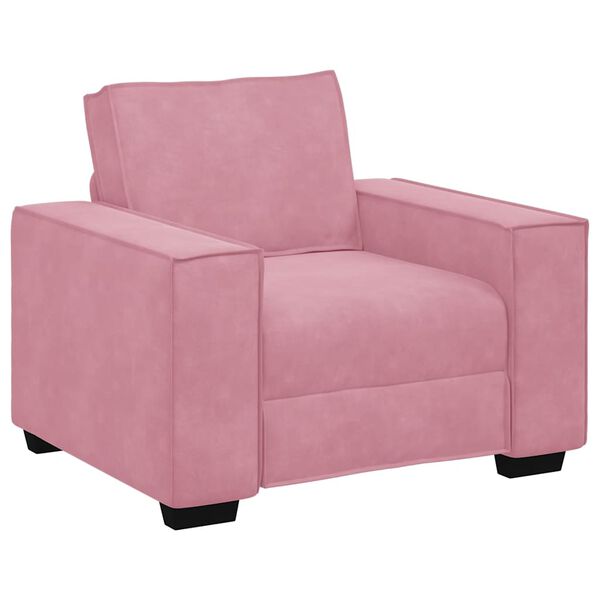 vidaXL 3-tlg. Sofagarnitur mit Kissen Rosa Samt