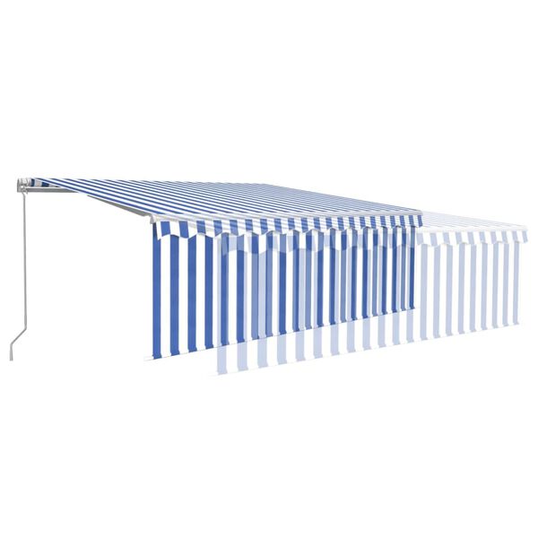 vidaXL Markise Manuell Einziehbar mit Rollo 4,5x3 m Blau & Wei&szlig;