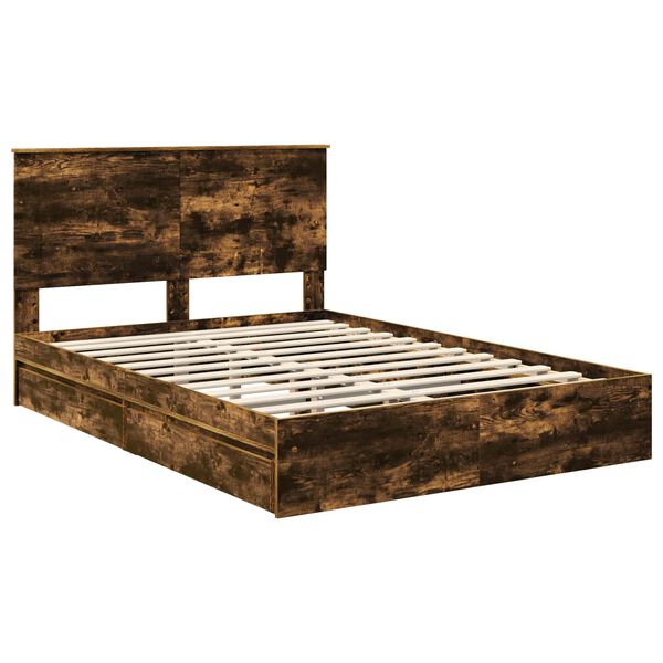 vidaXL Aufbewahrungsbett Ger&auml;ucherte Eiche 160 x 200 cm Holzwerkstoff