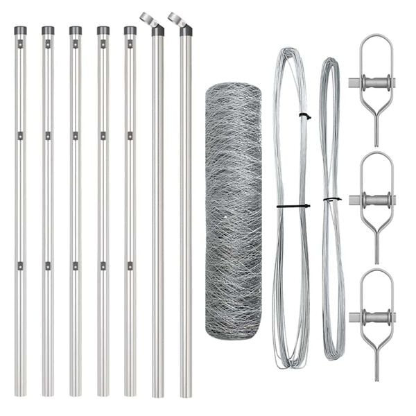 vidaXL Zaunpfosten Silber 10 x 0,5 m (36 mm Mesh) Stahl