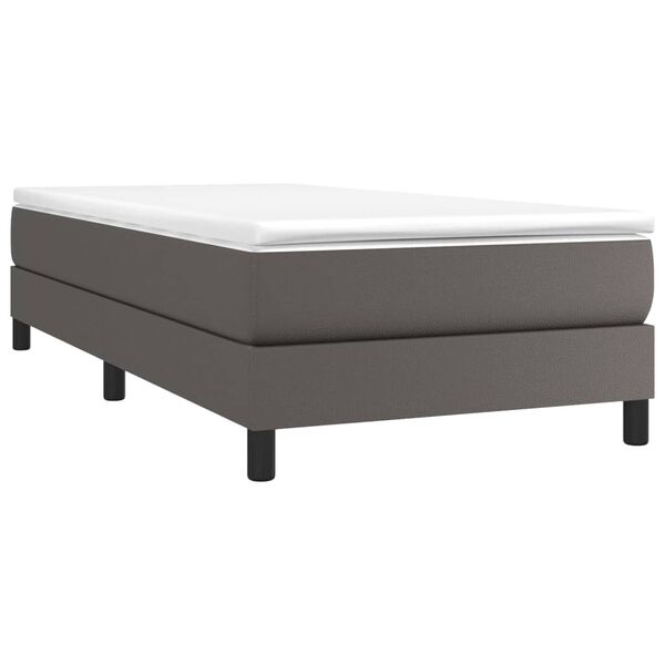 vidaXL Boxspringbett mit Matratze Grau 90x190 cm Kunstleder