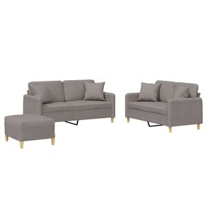 vidaXL 3-tlg. Sofagarnitur mit Kissen Taupe Stoff