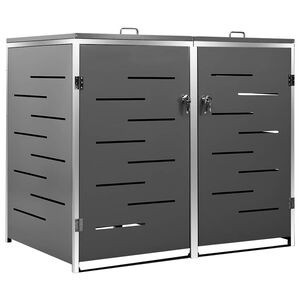 vidaXL M&uuml;lltonnenbox f&uuml;r 2 Tonnen 138x77,5x115 cm Edelstahl