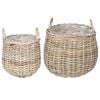 vidaXL Blumentopf K&ouml;rbchen GENDT 2 stk. Nat&uuml;rliches Grau Kubu Rattan