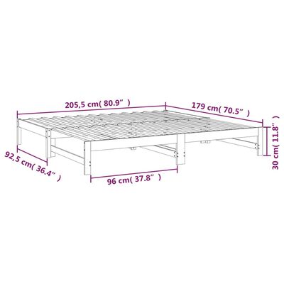 vidaXL Tagesbett Ausziehbar Grau 2x(90x200) cm Massivholz Kiefer