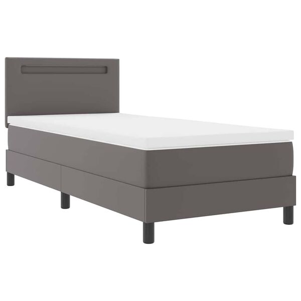 vidaXL Boxspringbett mit Matratze Grau 90 x 200 cm Kunstleder