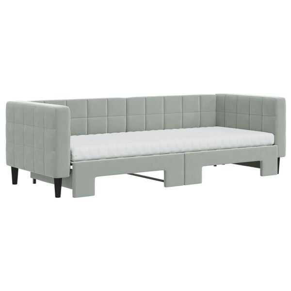 vidaXL Tagesbett Ausziehbar mit Matratzen Hellgrau 80x200 cm Samt