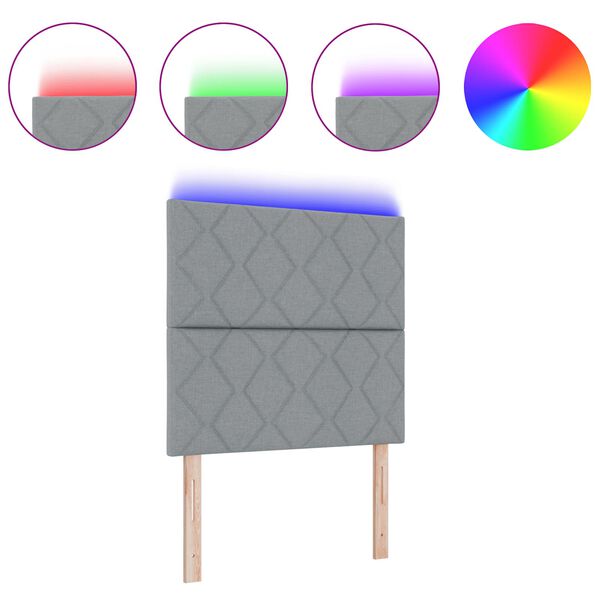 vidaXL Kopfteil mit LED-Lichtleisten Verstellbar Hellgrau 100 cm Stoff