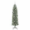 vidaXL K&uuml;nstlicher schlanker Weihnachtsbaum Gr&uuml;n und Wei&szlig; 180 cm