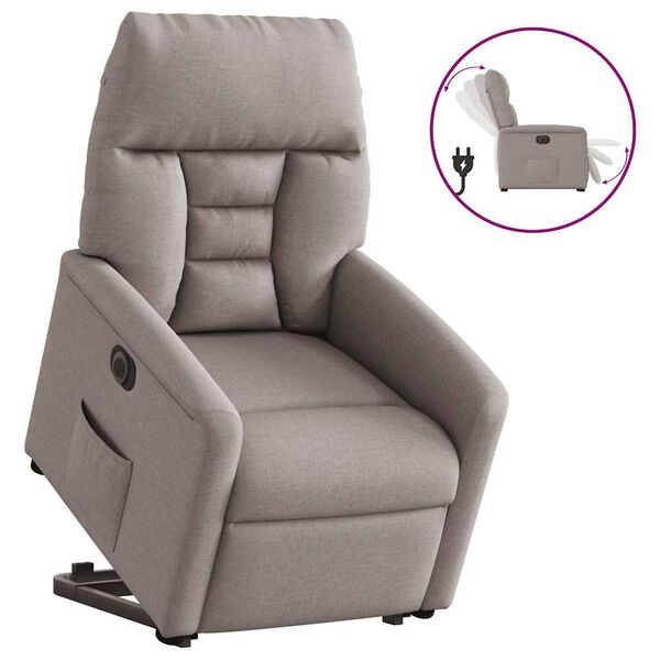 vidaXL Relaxsessel mit Aufstehhilfe Elektrisch Taupe Stoff