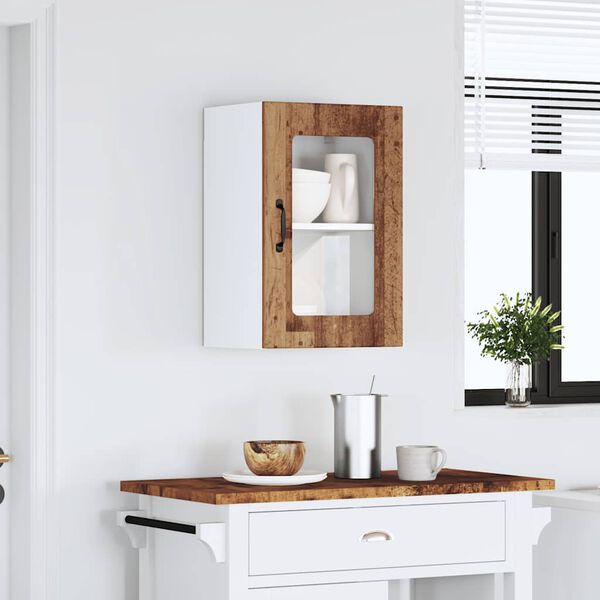 vidaXL K&uuml;chen-H&auml;ngeschrank mit Glast&uuml;r Lucca Altholz-Optik