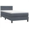 vidaXL Boxspringbett mit Matratze & LED Dunkelgrau 80x220 cm Samt