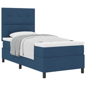 vidaXL Boxspringbett mit Kopfteil Blau 90 x 190 cm Stoff