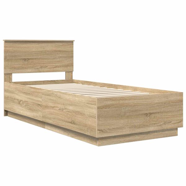 vidaXL Bettrahmen mit Kopfteil Sonoma-Eiche 90 x 200 cm Holzwerkstoff