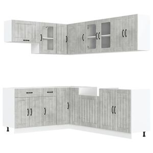 vidaXL 11-tlg. K&uuml;chenschrank-Set Lucca Betongrau Holzwerkstoff