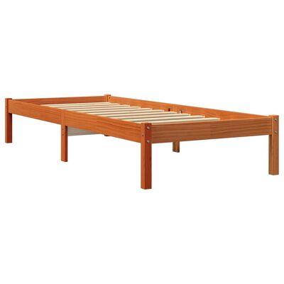 vidaXL Massivholzbett ohne Matratze Wachsbraun 75x190 cm Kiefernholz