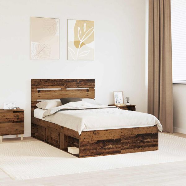 vidaXL Bettrahmen Altholz 135 x 190 cm Massives Kiefernholz