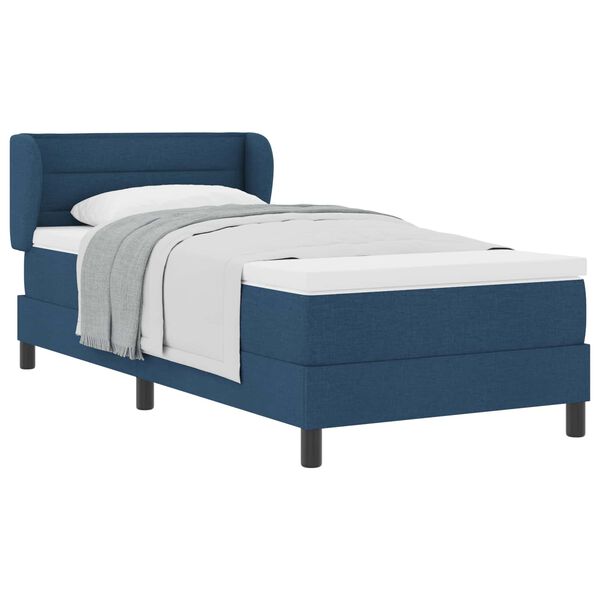 vidaXL Boxspringbett mit Matratze mit Kopfteil Blau 90 x 190 cm Stoff