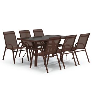 vidaXL 7-tlg. Garten-Essgruppe Braun und Schwarz