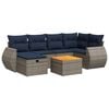 vidaXL 7-tlg. Garten-Sofagarnitur mit Kissen Grau Poly Rattan