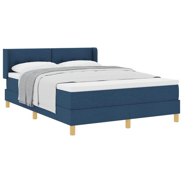 vidaXL Boxspringbett mit Matratze mit Kopfteil Blau 160 x 200 cm Stoff