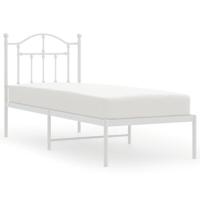 vidaXL Metallbett ohne Matratze mit Kopfteil Weiß 75x190 cm