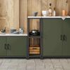 vidaXL K&uuml;chenaufbewahrung mit Regal Olive Gr&uuml;n 60 x 50 x 92 cm Stahl