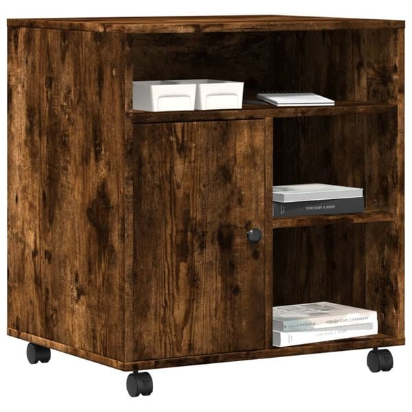 vidaXL Druckerständer mit Rollen Räuchereiche 60x50x67 cm