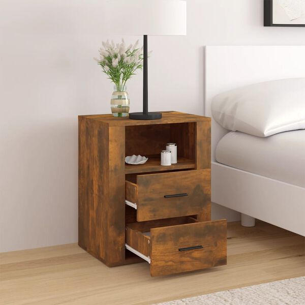 vidaXL Nachttisch R&auml;uchereiche 50x36x60 cm Holzwerkstoff