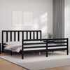 vidaXL Massivholzbett mit Kopfteil Schwarz 200x200 cm