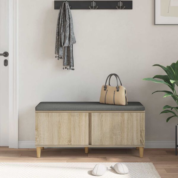 vidaXL Flurbank mit Kissen mit Speicher Sonoma-Eiche 60 x 38 x 46 cm