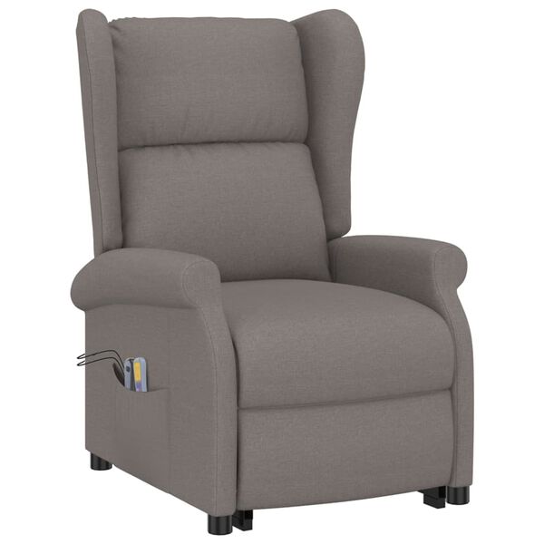 vidaXL Massagesessel mit Aufstehhilfe Taupe Stoff