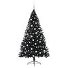 vidaXL K&uuml;nstlicher vorbeleuchteter Weihnachtsbaum Schwarz 180 cm PVC
