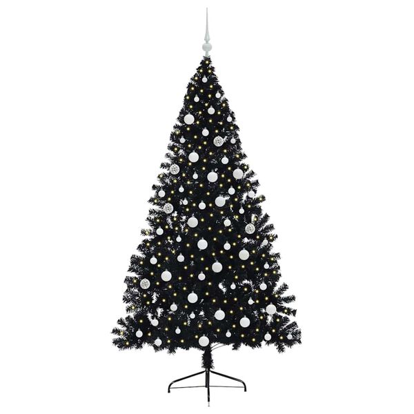 vidaXL K&uuml;nstlicher vorbeleuchteter Weihnachtsbaum Schwarz 180 cm PVC