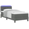 vidaXL Boxspringbett mit Matratze mit LED Dunkelgrau 90 x 190 cm Stoff