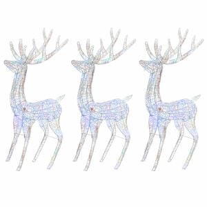vidaXL XXL Rentiere Weihnachtsdekoration Acryl 250 LED 3 Stk. 180 cm