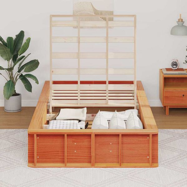 vidaXL Bettrahmen Wachsbraun 90 x 200 cm Massives Kiefernholz