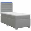 vidaXL Boxspringbett mit Matratze und LED Hellgrau 90 x 190 cm Stoff