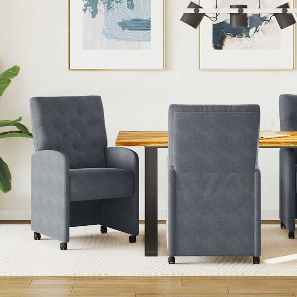 vidaXL Esszimmerst&uuml;hle mit Rollen 2 pcs Dunkelgrau 58 x 67 x 97 cm