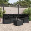 vidaXL Garten-Sofa-Set mit Kissen 6 pcs Schwarz Poly Rattan