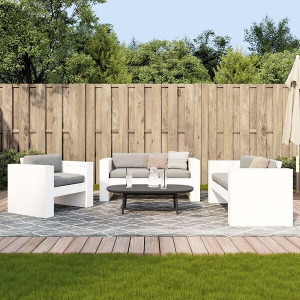 vidaXL 2-tlg. Garten-Lounge-Set Wei&szlig; Massivholz Kiefer